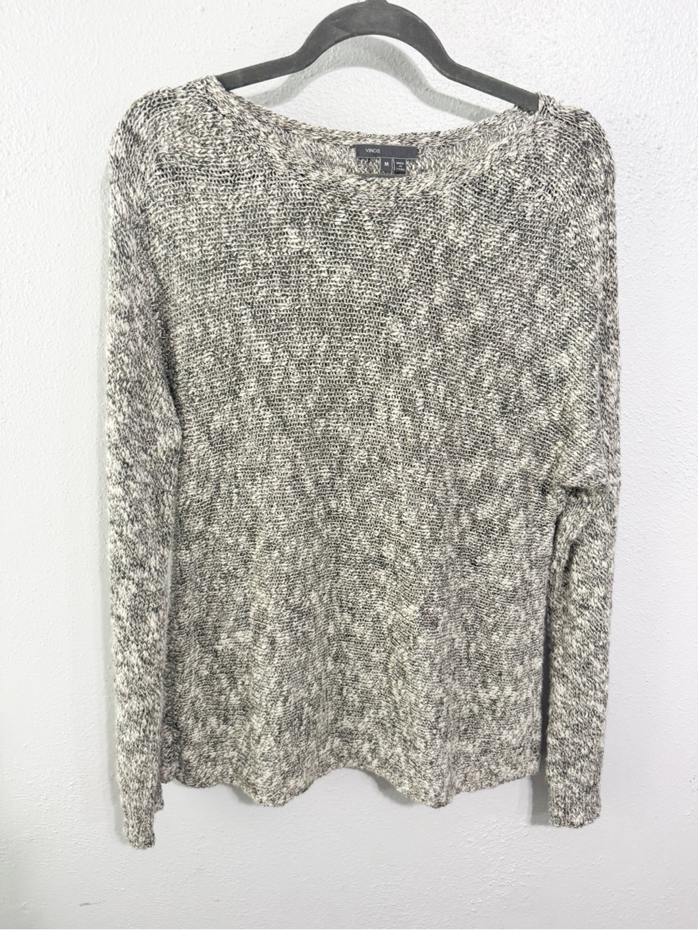 Vince Marled Gray Crewneck Sweater linen blend med